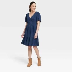 Target Knox Rose Navy Blue Shortsleeve Vneck Dress